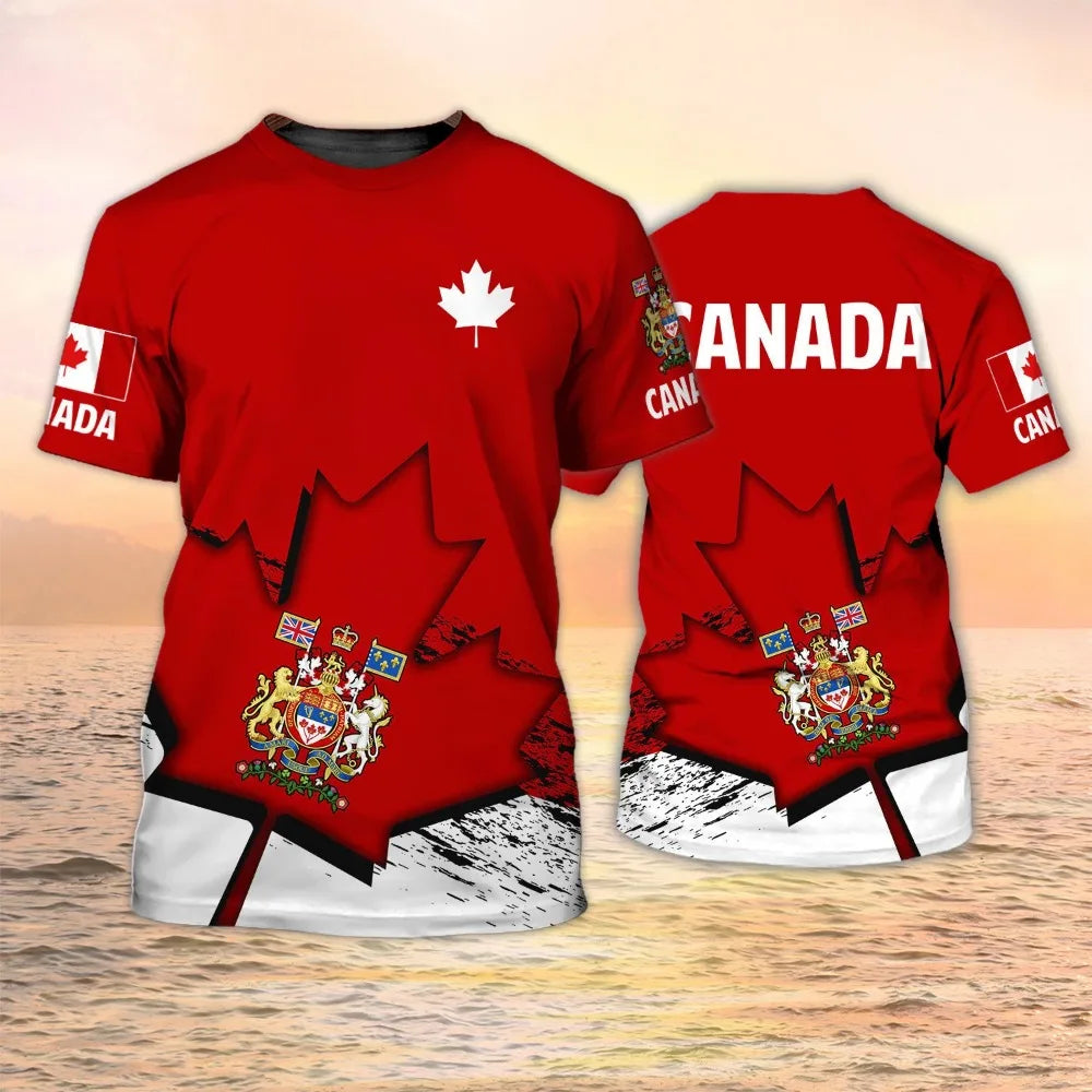 Canada Flag Maple Leaf Printed T-shirt Men & Women T-Shirt Football Jersey