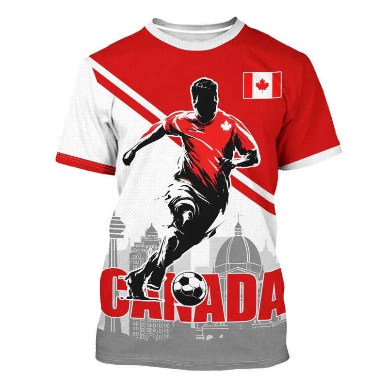 Canada USA Soccer National Flag 3D Printed T Shirt For Men