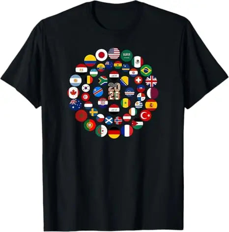 Worldwide Football 2026 Flags, World Sport Lovers T-Shirt 2026 Soccer Shirt USA Canada Mexico Fan Jersey Unisex Football Clothes