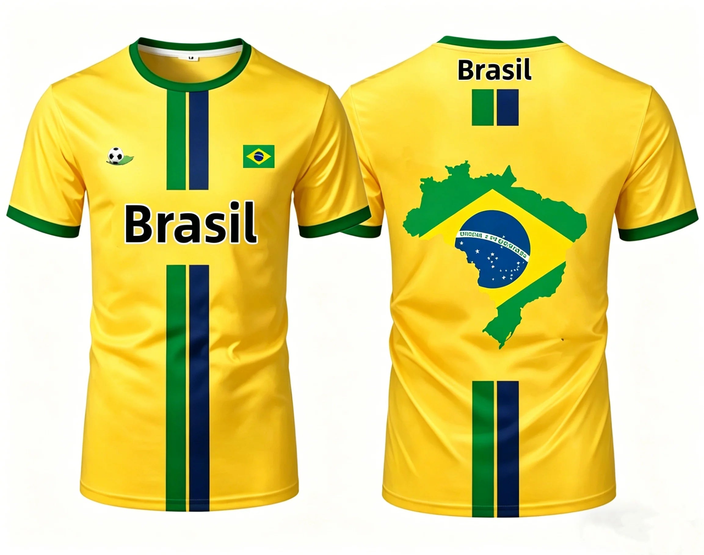 2026 Brazil Flag Map Print T-Shirt For Men Women