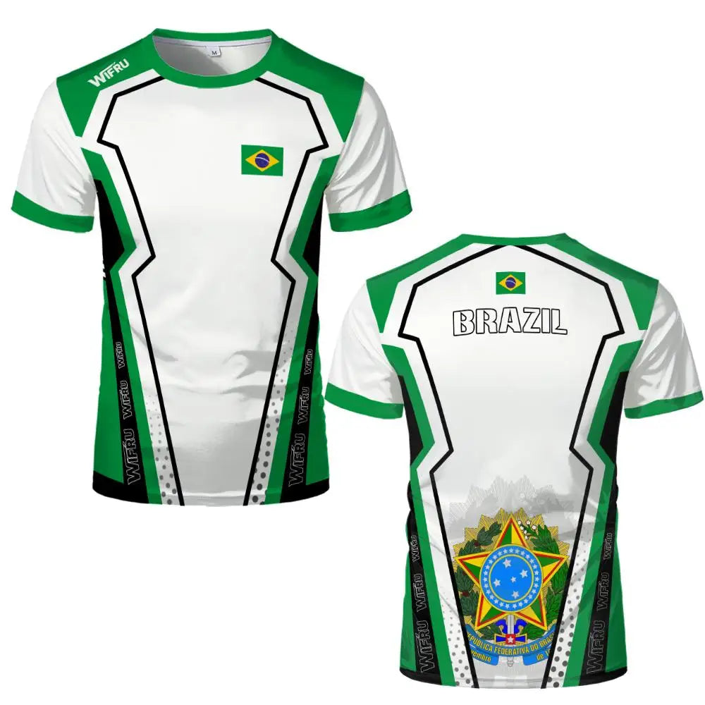 2026 Brazil Flag Map Print T-Shirt For Men Women