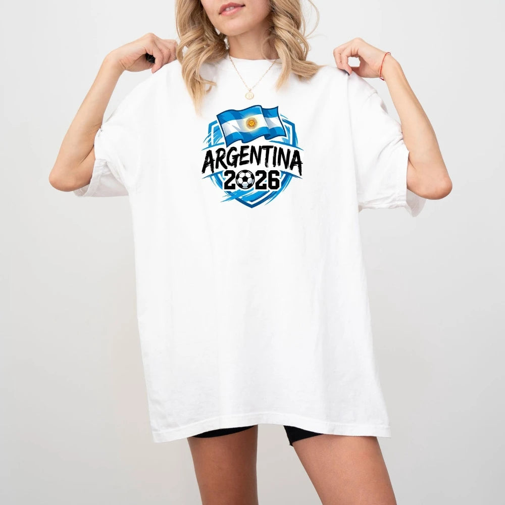 Argentina Football T-Shirt Patriotic Argentina 2026 Tee Soccer Part Supplies Clothing Men Women Fashion Crewneck Cotton Tee Tops