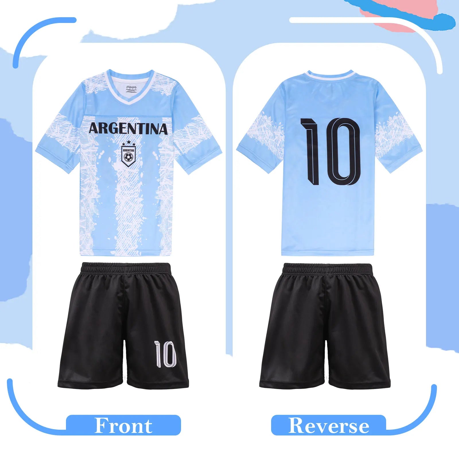 3D Printed Argentine Football Shirt Fan  Children's Breathable T-shirt Sports Jersey