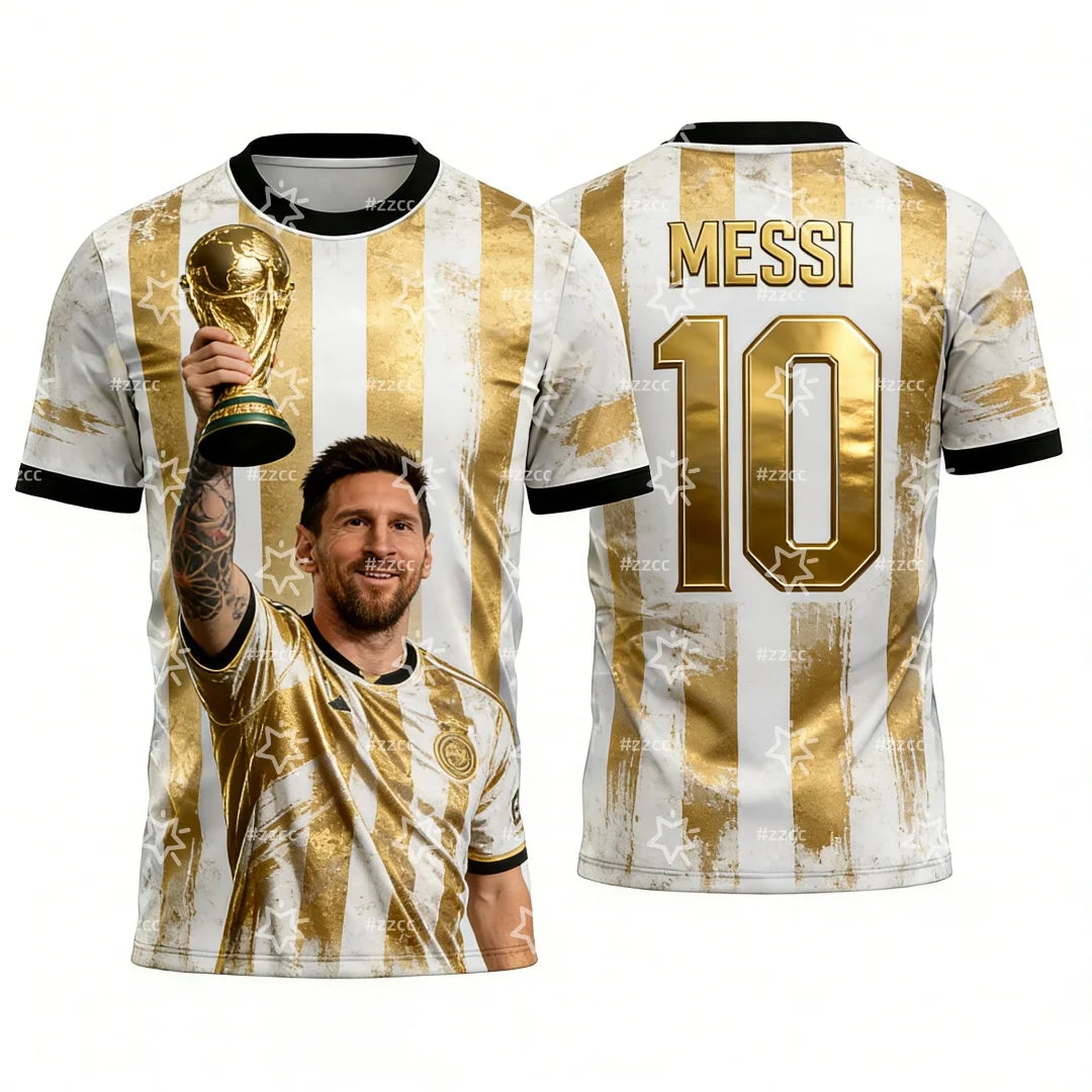 2026 MESSI No. 10 Football Jersey Argentina Football  Men's T-Shirt Children's Clothing Tee Y2k Woman