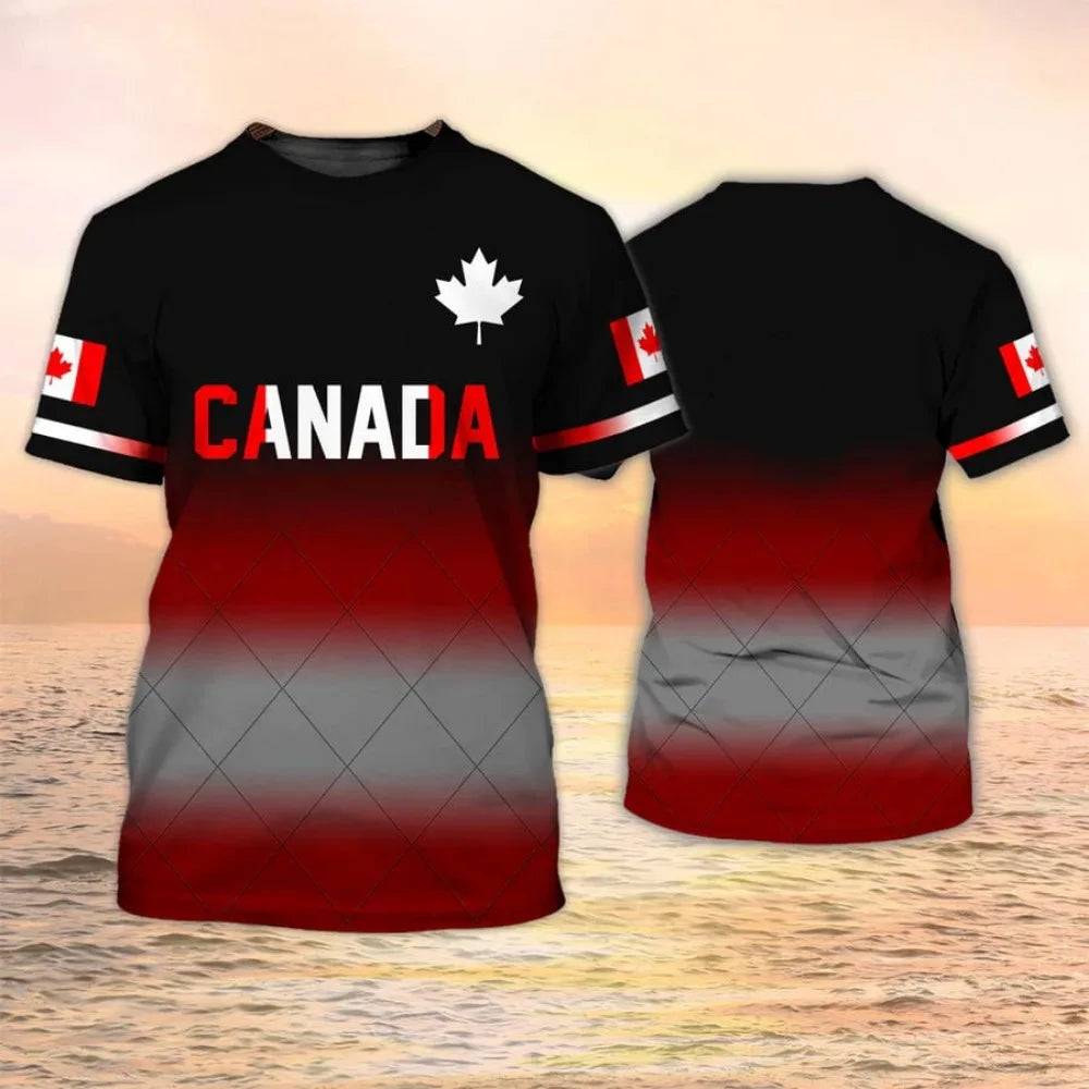 Canada Flag Maple Leaf Printed T-shirt Men & Women T-Shirt Football Jersey