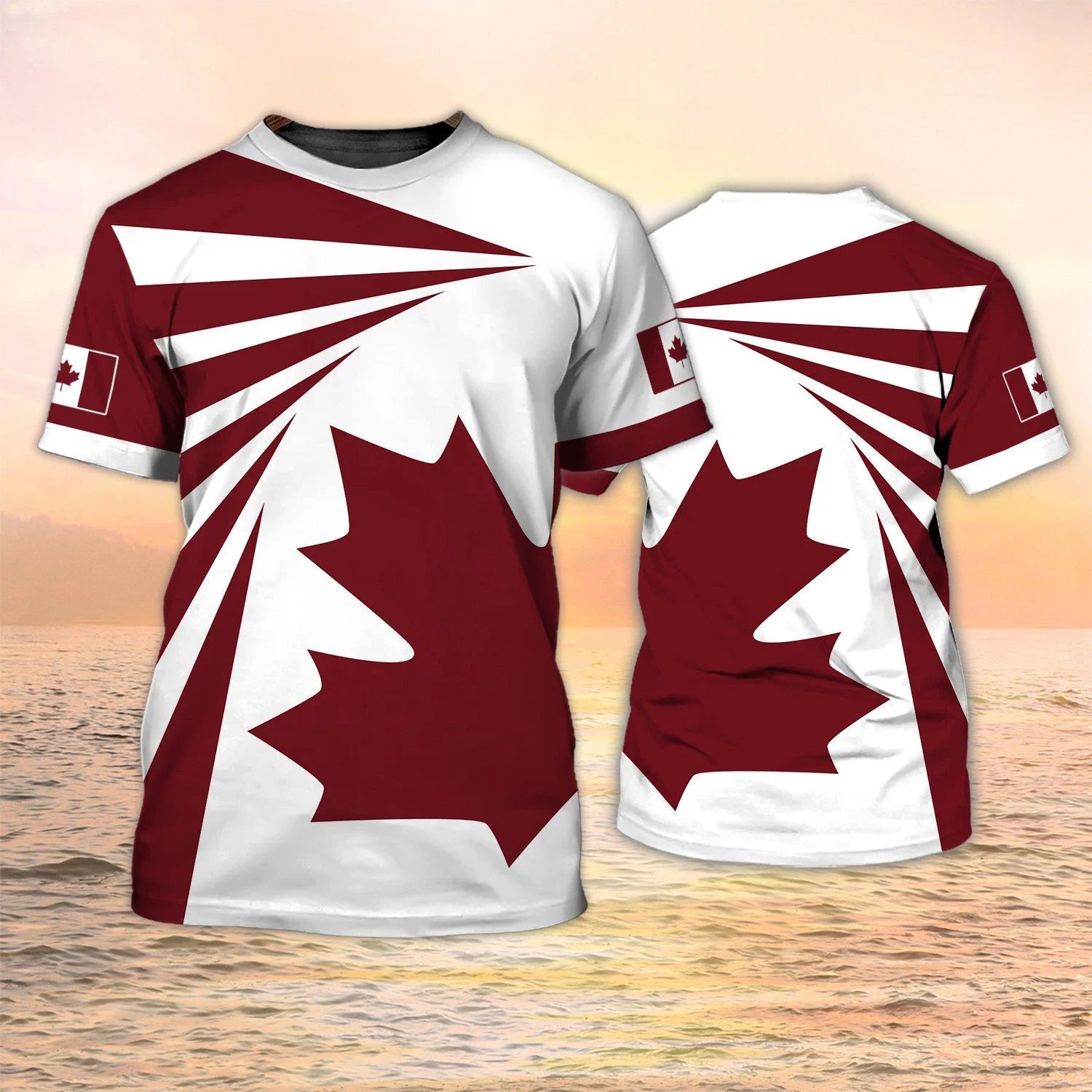 Canada Flag Maple Leaf Printed T-shirt Men & Women T-Shirt Football Jersey