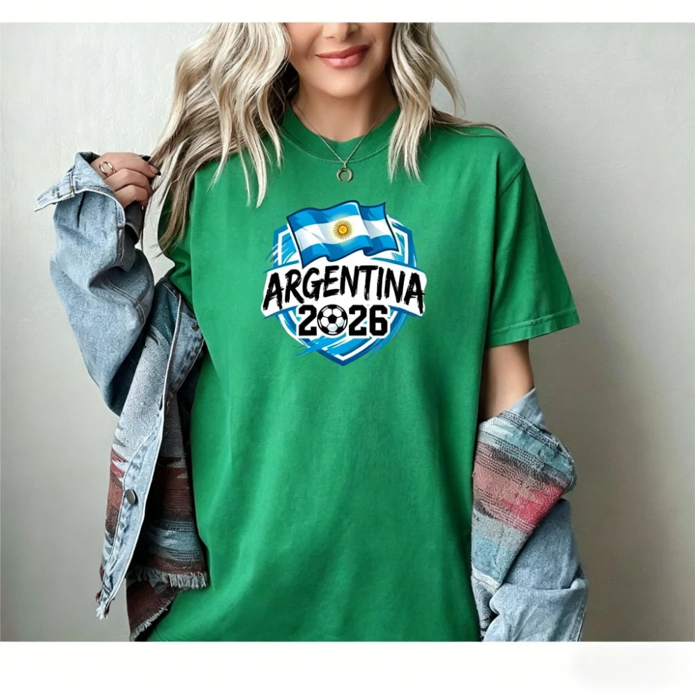 Argentina Football T-Shirt Patriotic Argentina 2026 Tee Soccer Part Supplies Clothing Men Women Fashion Crewneck Cotton Tee Tops
