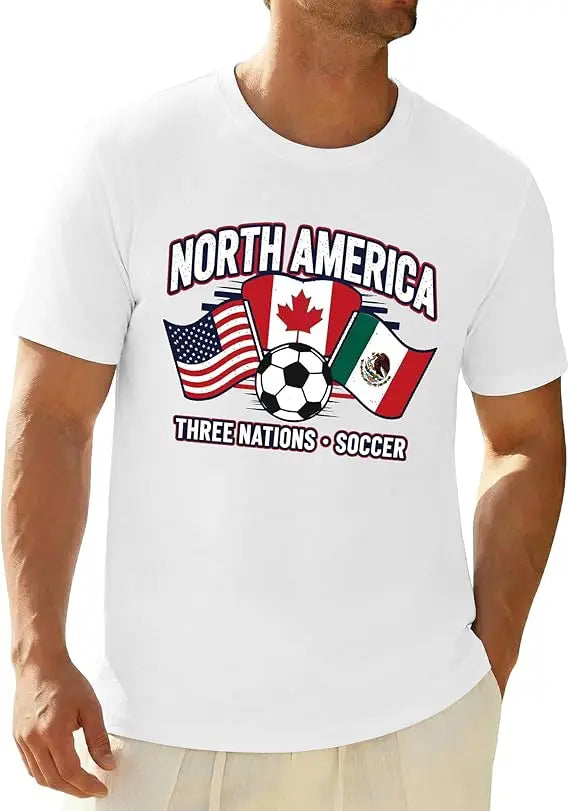 2026 Soccer Fan T-Shirt Men USA Canada Mexico Graphic Tee Game Day Stadium Party Shirt Gift Football Sport All Flags Clothes Top