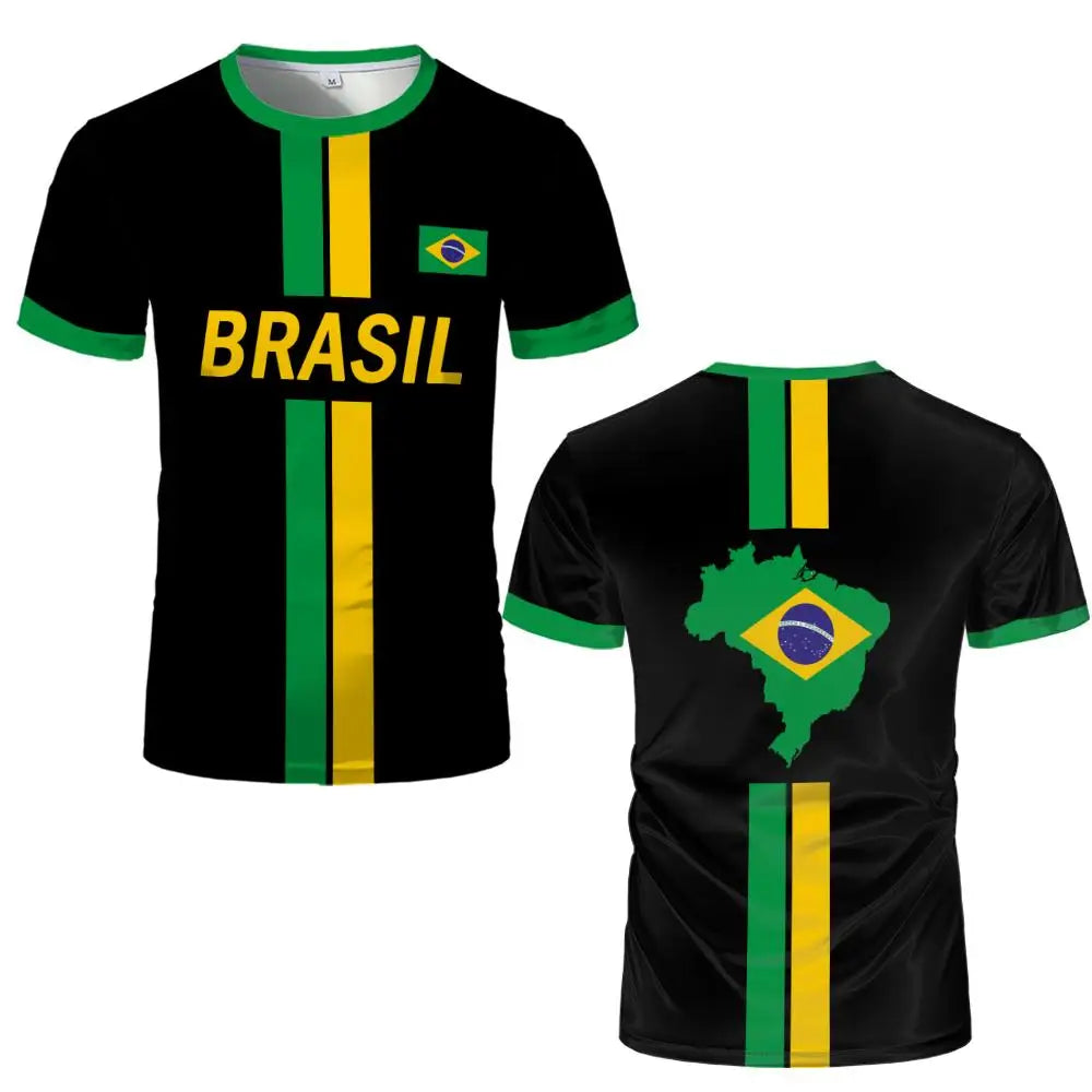 2026 Brazil Flag Map Print T-Shirt For Men Women