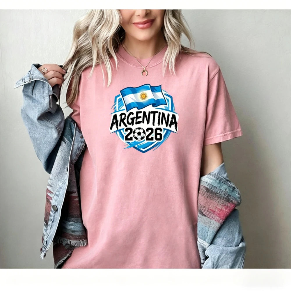 Argentina Football T-Shirt Patriotic Argentina 2026 Tee Soccer Part Supplies Clothing Men Women Fashion Crewneck Cotton Tee Tops