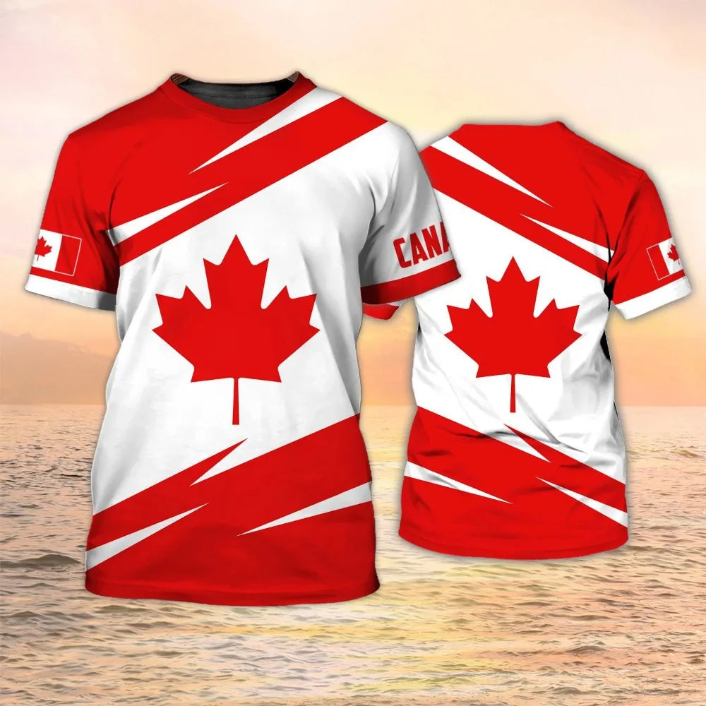 Canada Flag Maple Leaf Printed T-shirt Men & Women T-Shirt Football Jersey