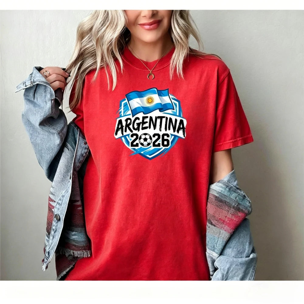 Argentina Football T-Shirt Patriotic Argentina 2026 Tee Soccer Part Supplies Clothing Men Women Fashion Crewneck Cotton Tee Tops
