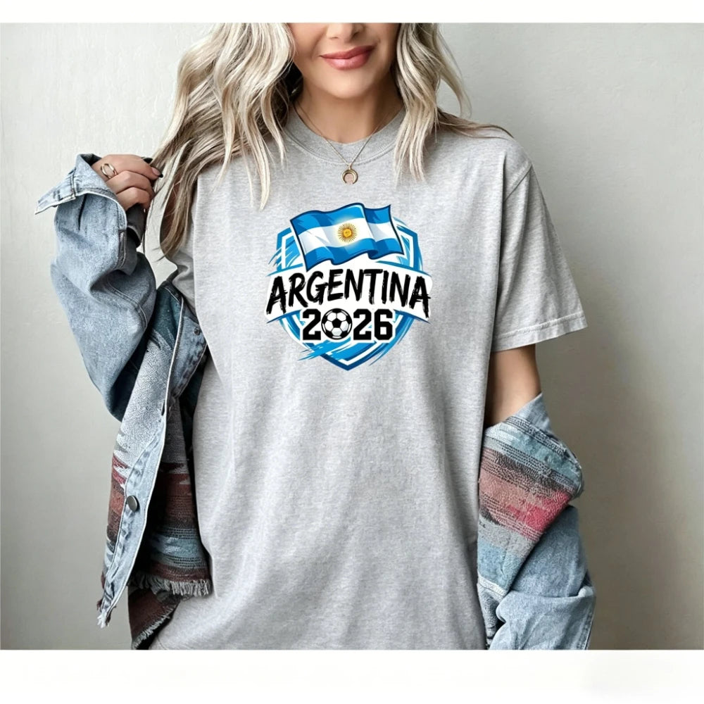 Argentina Football T-Shirt Patriotic Argentina 2026 Tee Soccer Part Supplies Clothing Men Women Fashion Crewneck Cotton Tee Tops