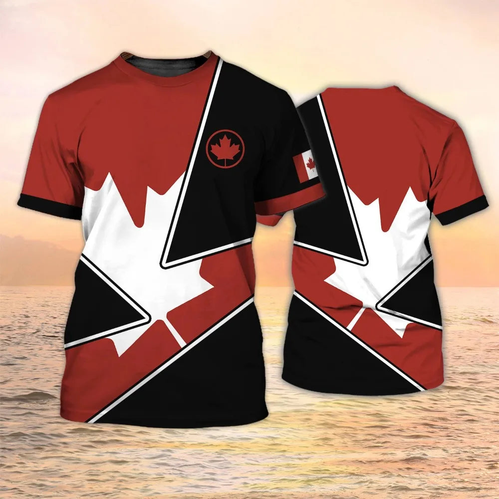 Canada Flag Maple Leaf Printed T-shirt Men & Women T-Shirt Football Jersey