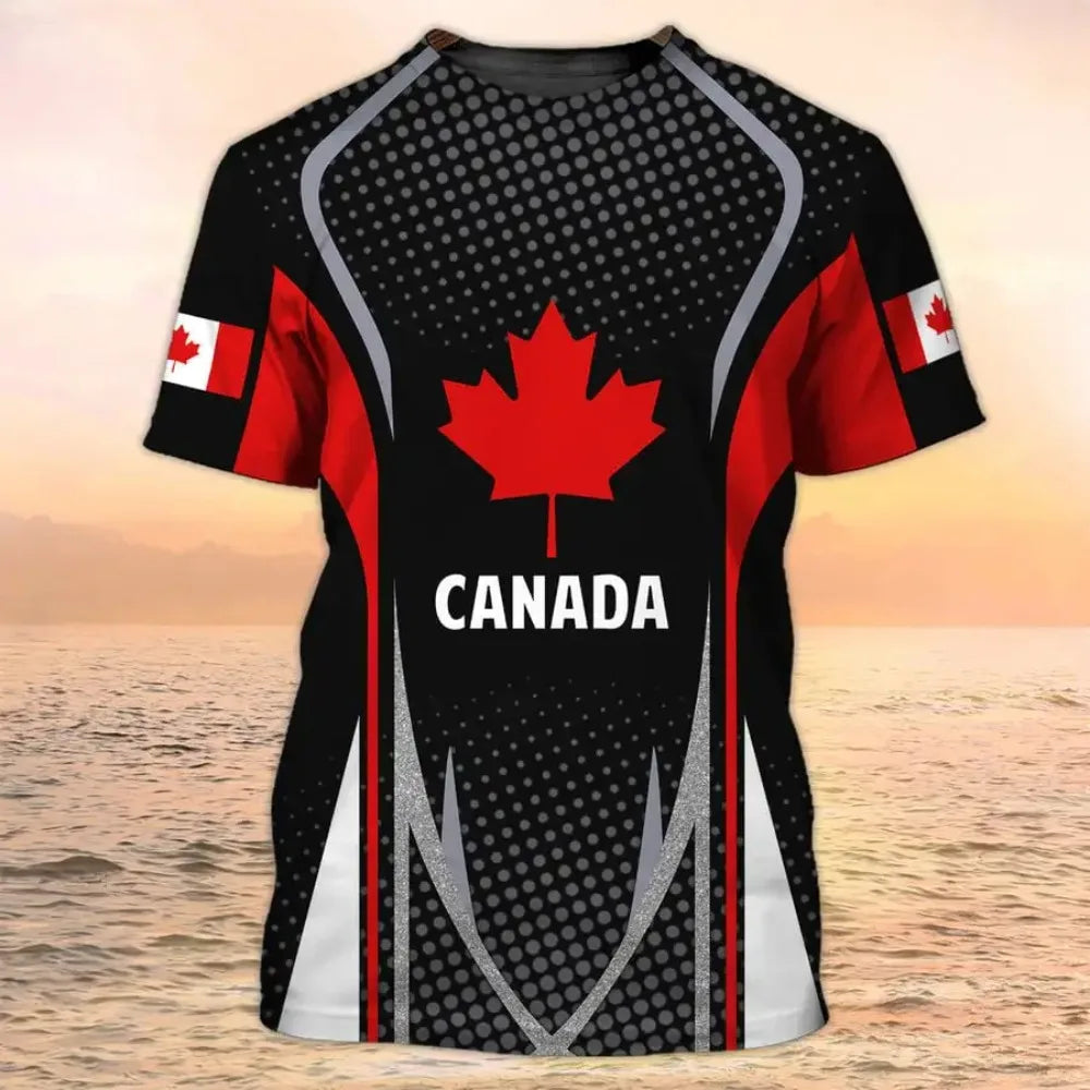 Canada Flag Maple Leaf Printed T-shirt Men & Women T-Shirt Football Jersey