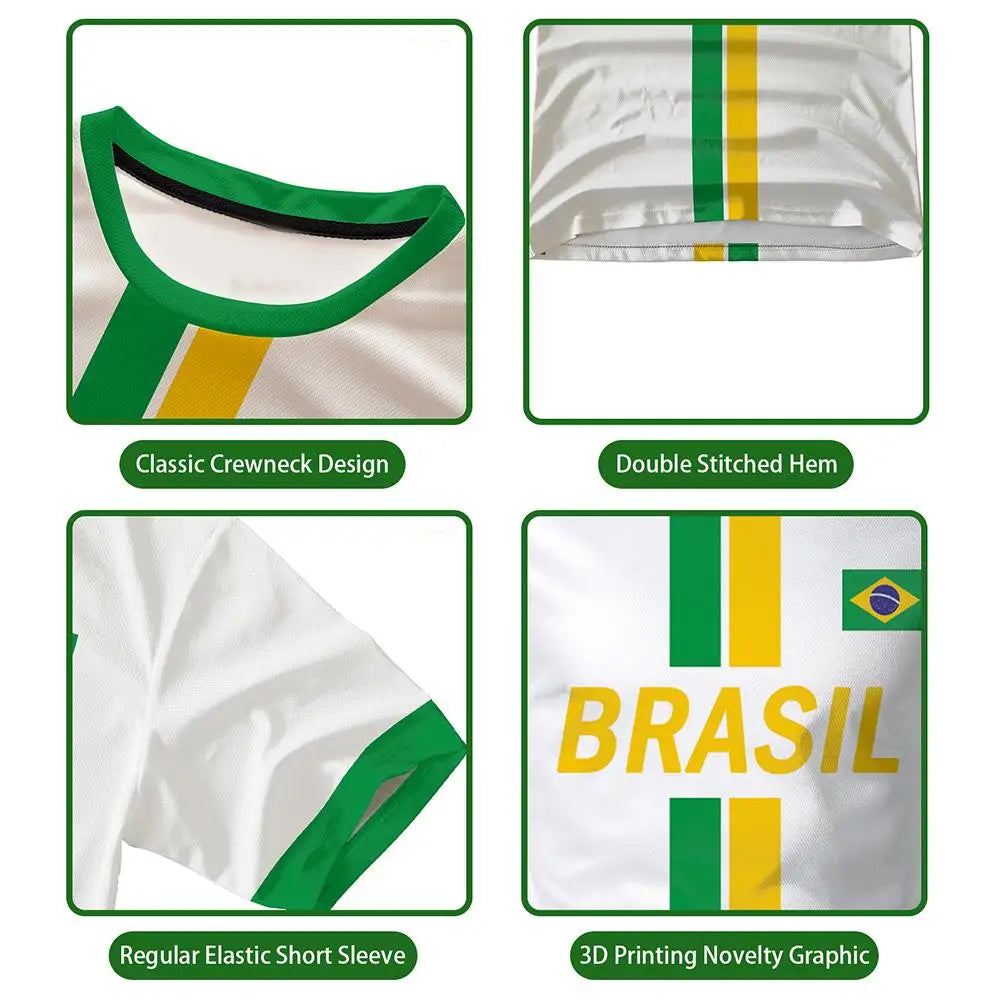 2026 Brazil Flag Map Print T-Shirt For Men Women