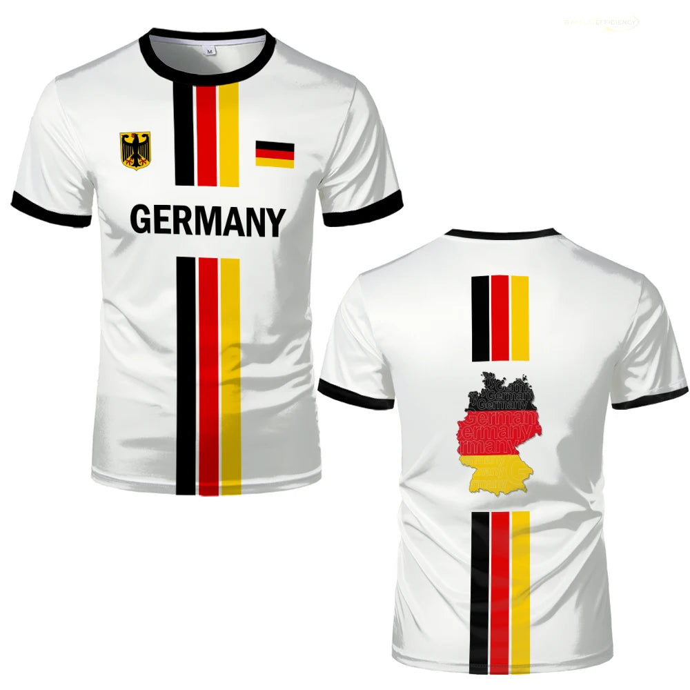 New Germany Football Jersey Summer Sports Breathable Quick-drying Men's T-shirt German Map Flag Kid's Short-sleeved Tees Gift