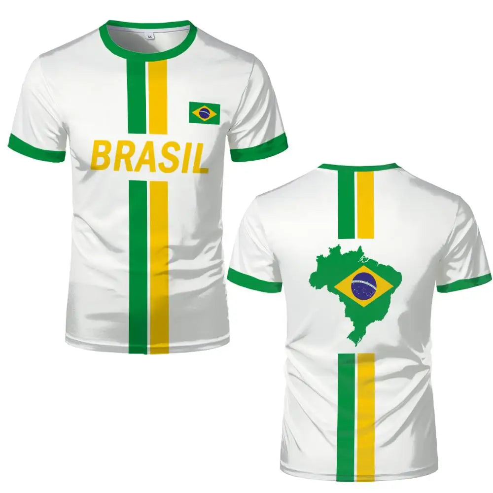 2026 Brazil Flag Map Print T-Shirt For Men Women