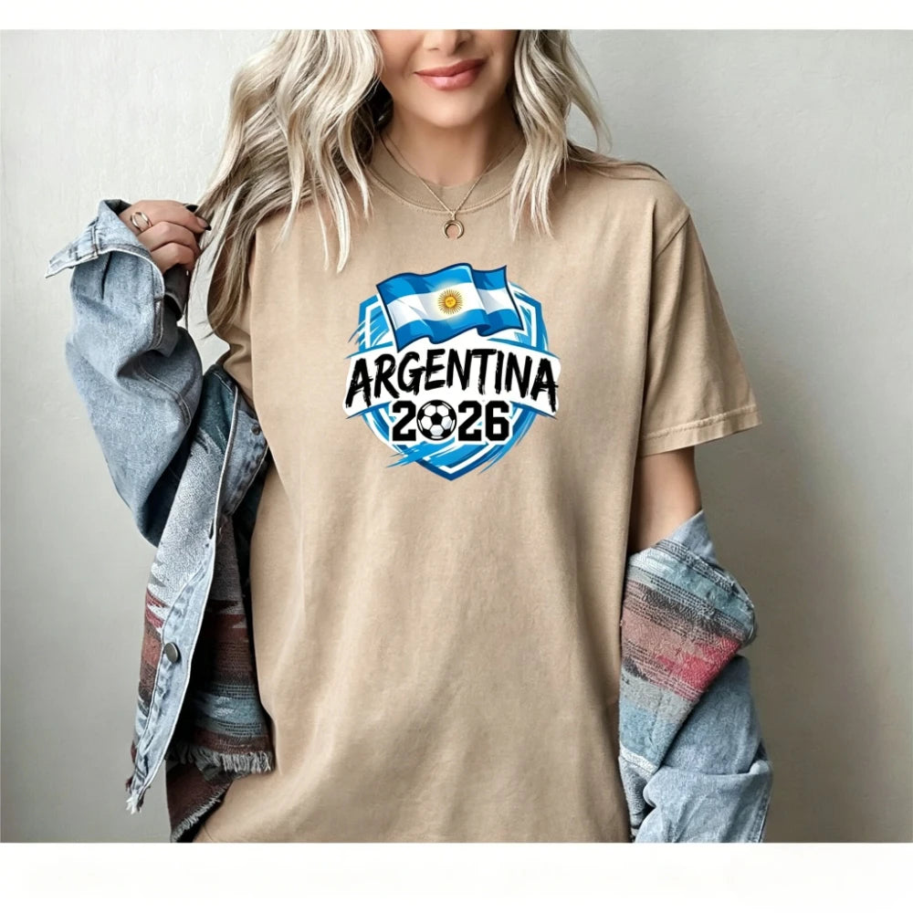 Argentina Football T-Shirt Patriotic Argentina 2026 Tee Soccer Part Supplies Clothing Men Women Fashion Crewneck Cotton Tee Tops