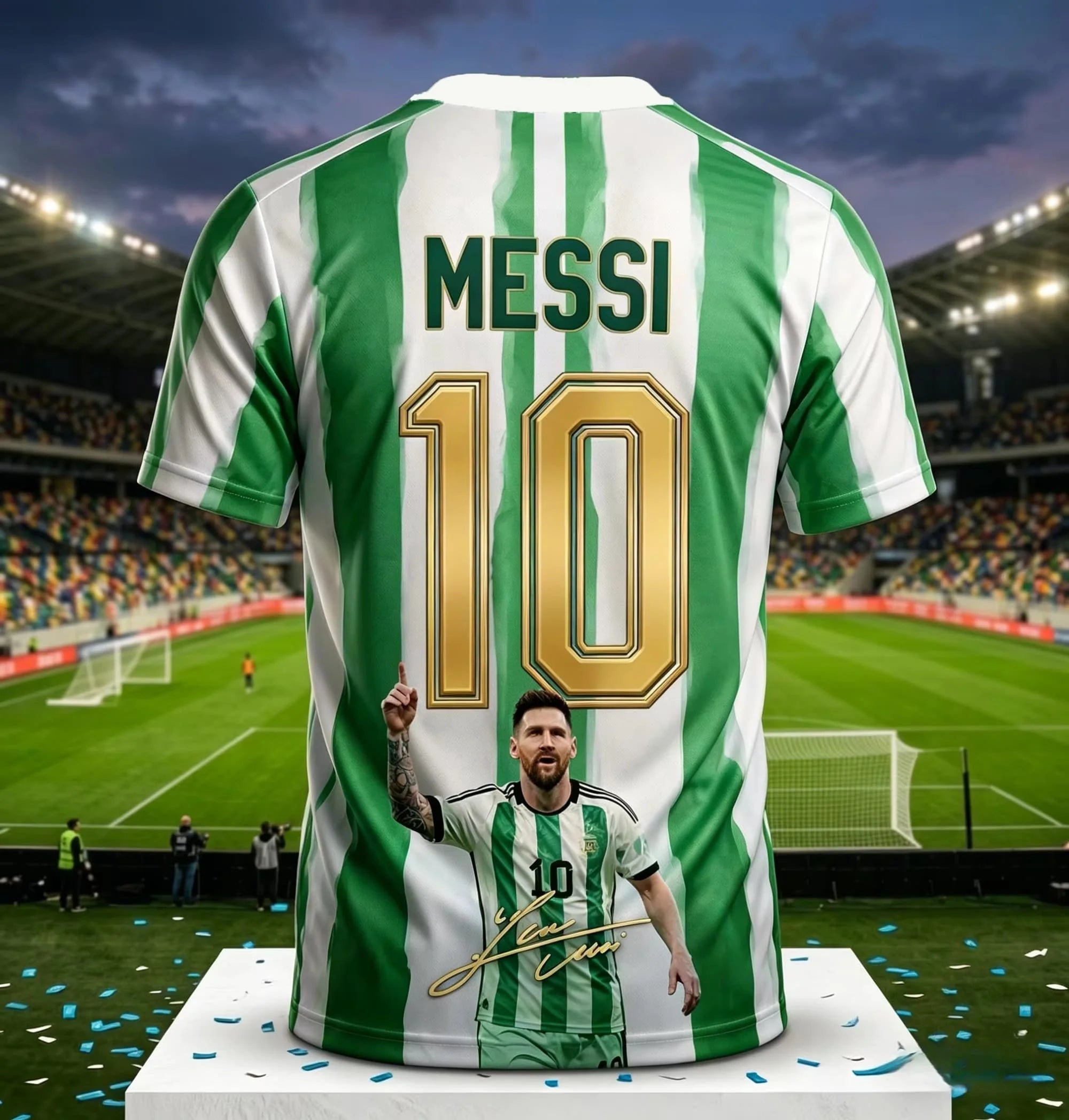Messi #10 Argentina Football Jersey Blue White Striped 3D Print Shirt Men