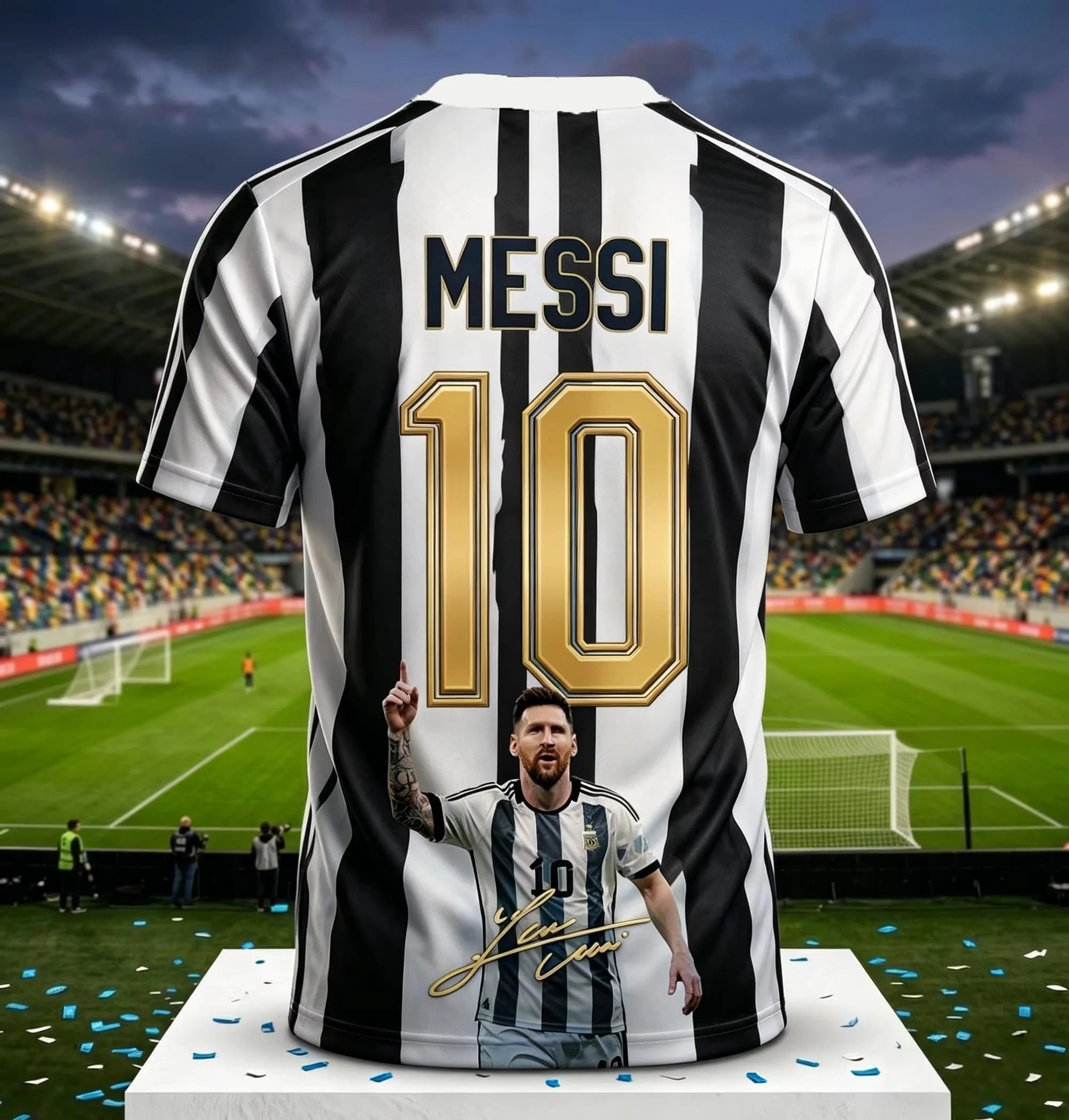 Messi #10 Argentina Football Jersey Blue White Striped 3D Print Shirt Men