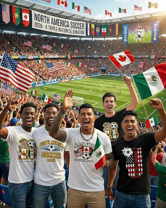2026 Soccer Fan T-Shirt Men USA Canada Mexico Graphic Tee Game Day Stadium Party Shirt Gift Football Sport All Flags Clothes Top