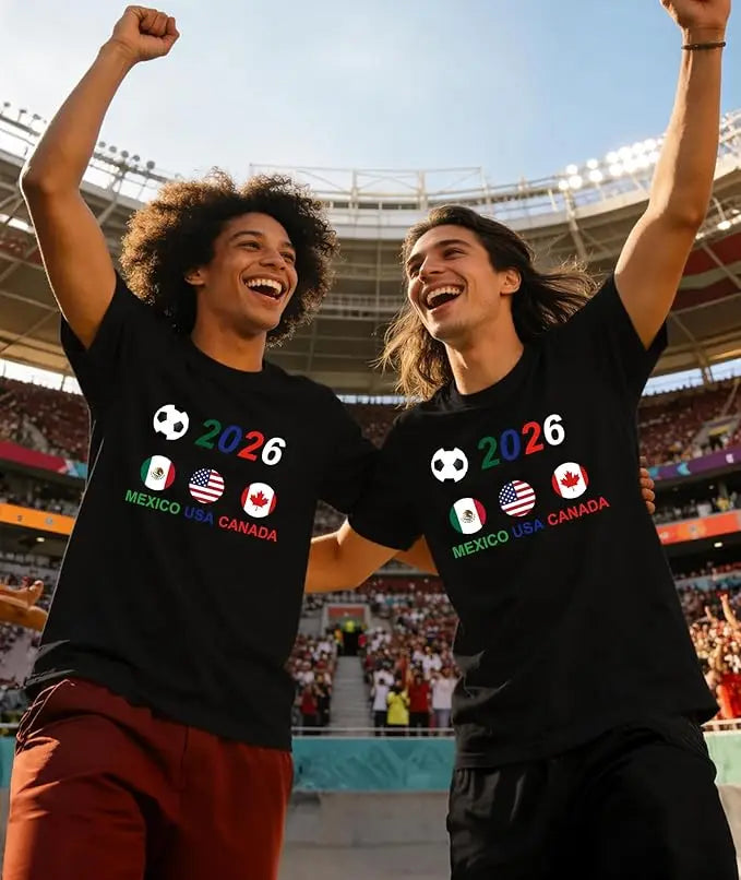 Worldwide Football 2026 Flags, World Sport Lovers T-Shirt 2026 Soccer Shirt USA Canada Mexico Fan Jersey Unisex Football Clothes