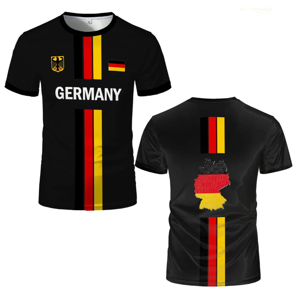 New Germany Football Jersey Summer Sports Breathable Quick-drying Men's T-shirt German Map Flag Kid's Short-sleeved Tees Gift