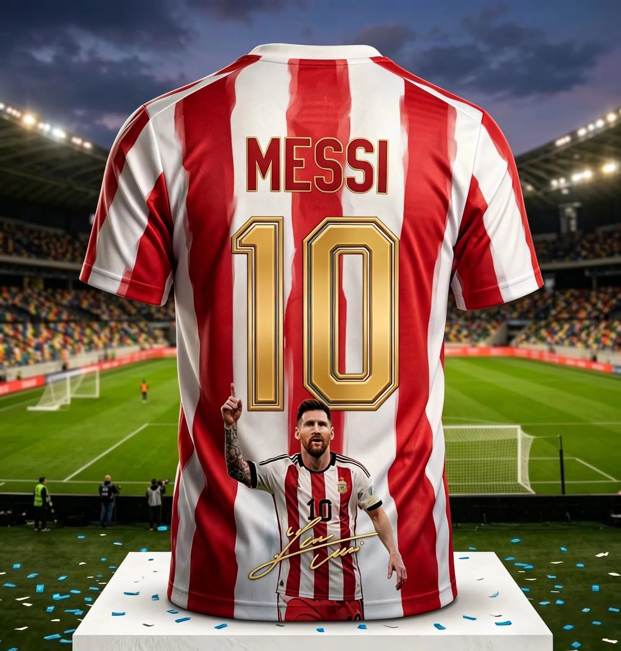 Messi #10 Argentina Football Jersey Blue White Striped 3D Print Shirt Men