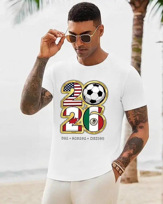 2026 Soccer Fan T-Shirt Men USA Canada Mexico Graphic Tee Game Day Stadium Party Shirt Gift Football Sport All Flags Clothes Top