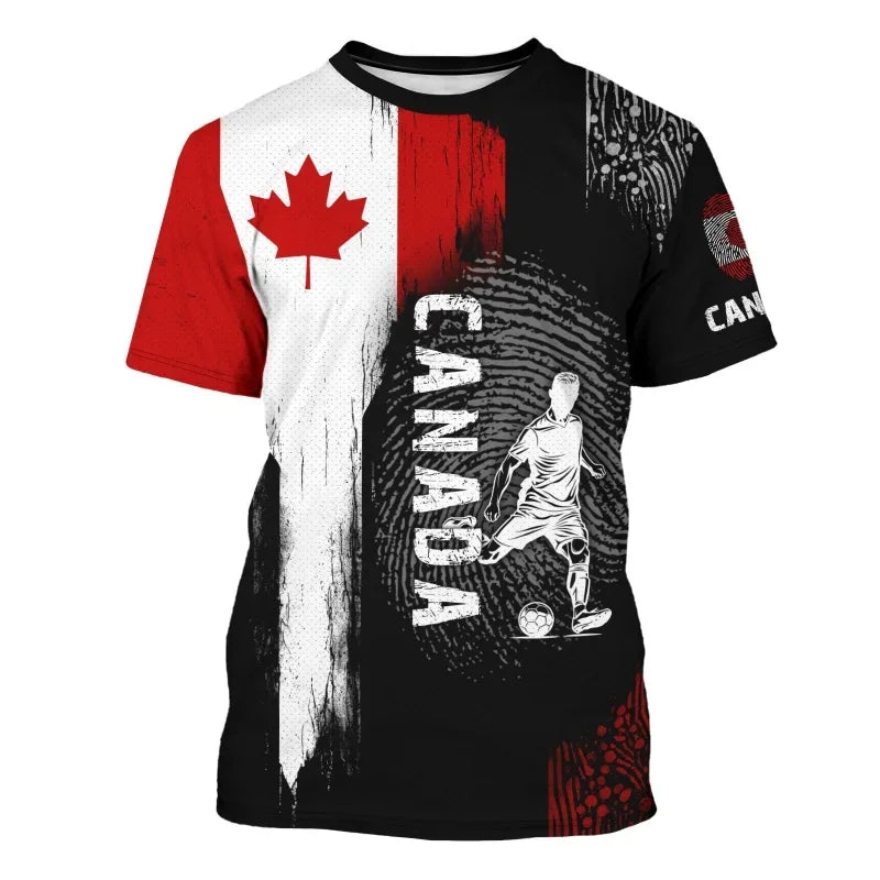 Canada USA Soccer National Flag 3D Printed T Shirt For Men