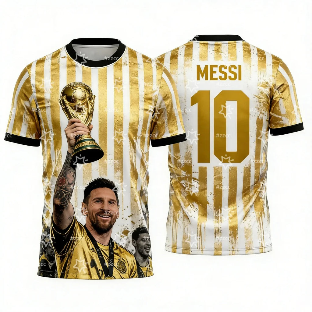 2026 MESSI No. 10 Football Jersey Argentina Football  Men's T-Shirt Children's Clothing Tee Y2k Woman