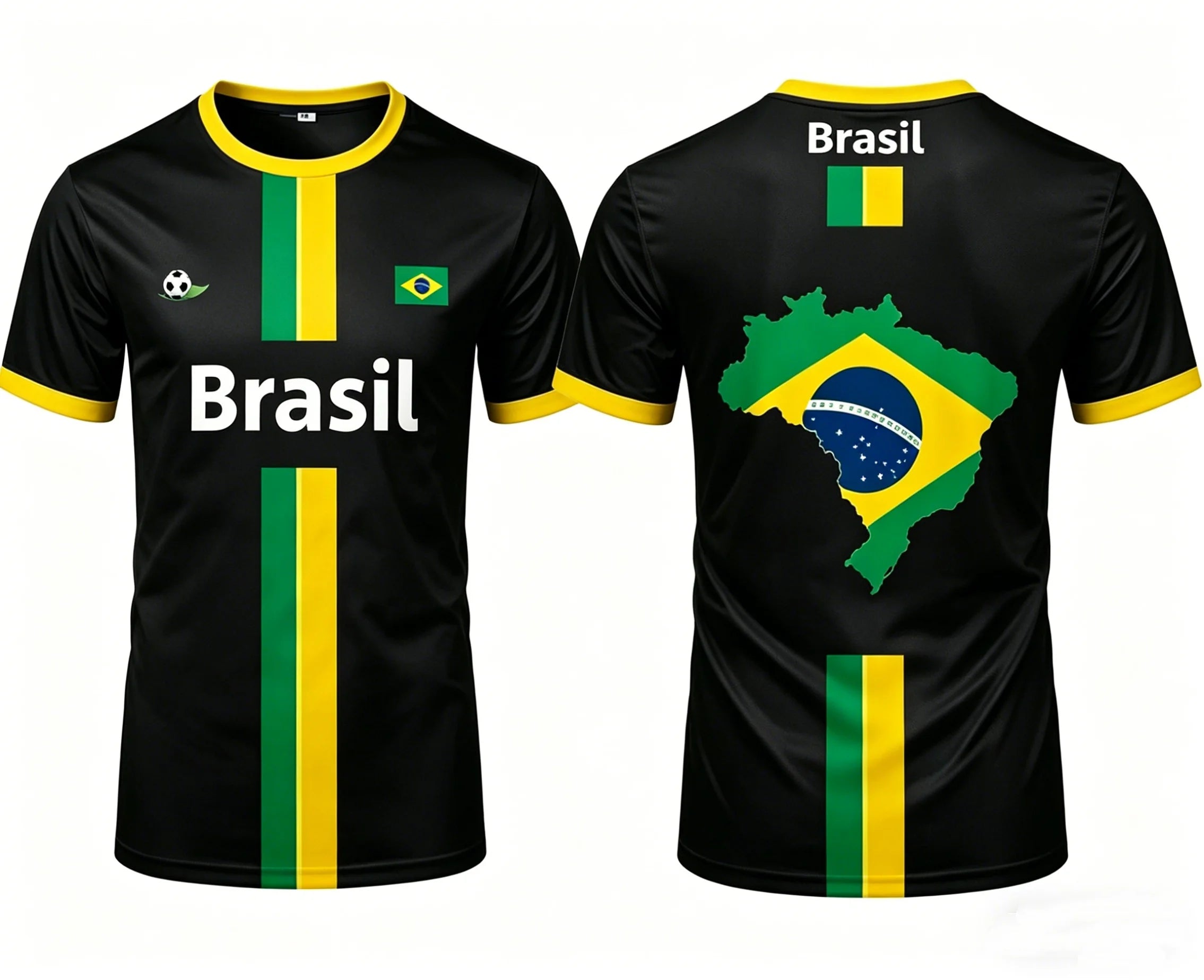 2026 Brazil Flag Map Print T-Shirt For Men Women