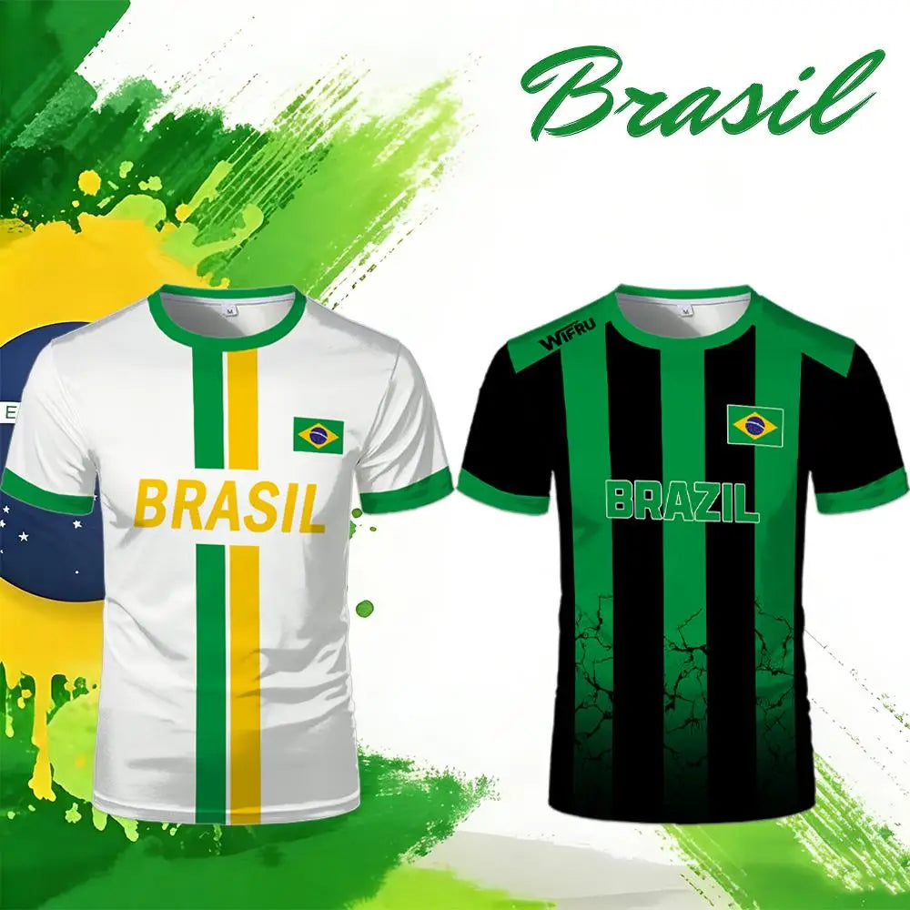 2026 Brazil Flag Map Print T-Shirt For Men Women
