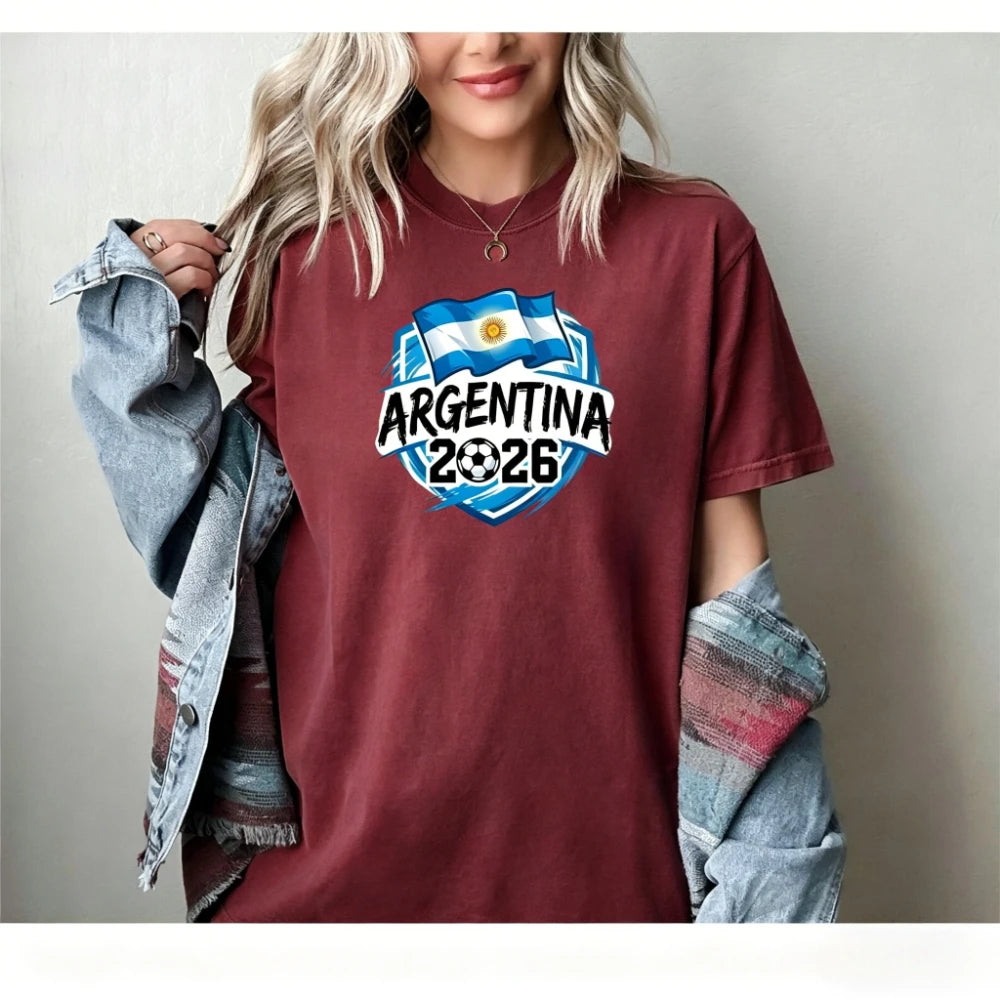 Argentina Football T-Shirt Patriotic Argentina 2026 Tee Soccer Part Supplies Clothing Men Women Fashion Crewneck Cotton Tee Tops